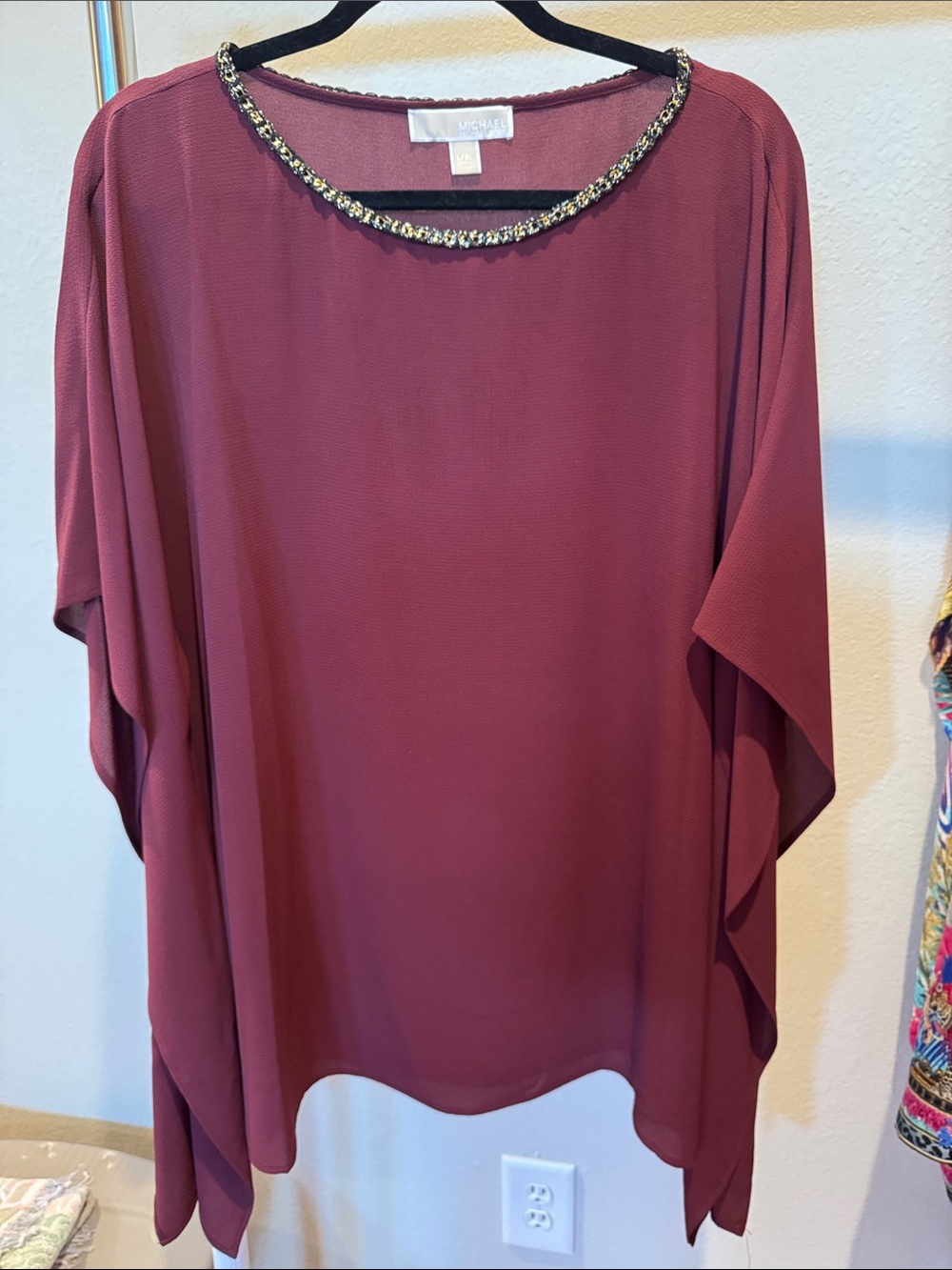 $128 MICHAEL KORS Chain Neck Poncho Tunic Top! L/XL